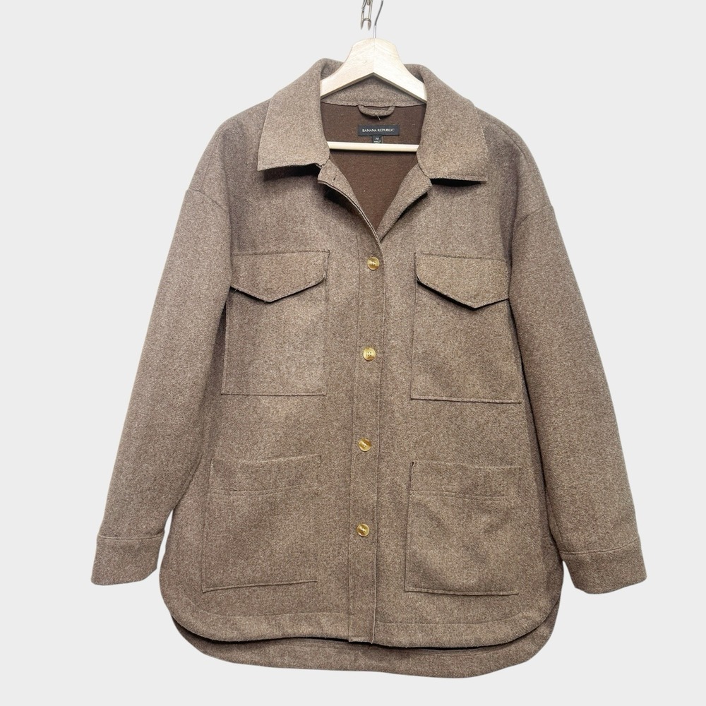 Banana Republic Women M Shacket Brown Equestrian Chore Barn Jacket Old Money - Picture 2 of 7
